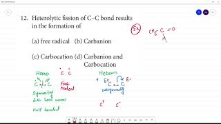 Heterolytic fission of C–C bond  free radical  Carbanion  Carbocation  Carbanion and Carbocation [upl. by Elleuqram]