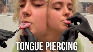 Tongue Piercing Process 😱 WOULD YOU DO THIS [upl. by Ymma429]