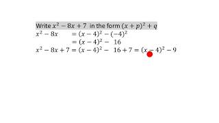 Completing the square example GCSEIGCSE [upl. by Rodnas]