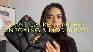 SAINT LAURENT Small Puffer 🦉  Unboxing amp Mod Shots [upl. by Mode]