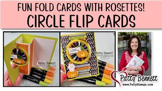 Circle Flip Fun Fold Cards with Paper Rosettes  Stampin Up Round we Go [upl. by Bahner]