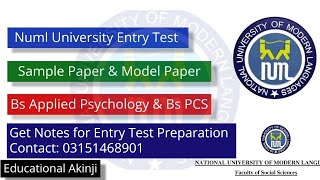 NUML Entry Test Preparation 2024  Numl Entry Test Syllabus and Pattern  Bs Applied Psychology [upl. by Mur]