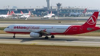 Atlasglobal Airbus A321 kalkış Istanbul Atatürk Havalimanı rolling takeoff [upl. by Alrahs]