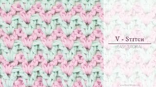 How To Crochet The Double Crochet V Stitch  Easy Tutorial by Hopeful Honey [upl. by Sorcha983]