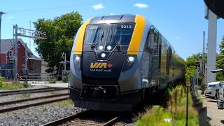 4K VIA Rail Siemens Charger Set at the Brockville Train Station [upl. by Conlen]