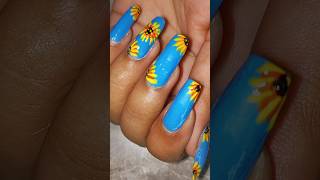 Sky blue with Sunflower 🌻🌻🌻🌻shortvideo nailart naildesign easynailartdesignsforbeginners [upl. by Yssirhc]