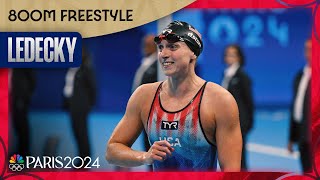 Katie Ledecky takes gold in 800m freestyle for FOURTH STRAIGHT OLYMPICS  Paris Olympics [upl. by Meerek105]