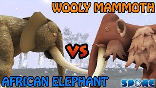 African Elephant vs Wooly Mammoth  Modern vs Prehistoric S1E1  SPORE [upl. by Gabey]