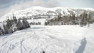 Shoulder cliff ride to Back Door  Sunshine Village Banff Alberta Canada March 2012 [upl. by Ahsar]