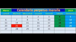 Calendario Perpetuo mensile [upl. by Kenway]