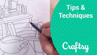 Sketching Interiors How to Draw Midgrounds in Ink Contour Drawings [upl. by Heidi]