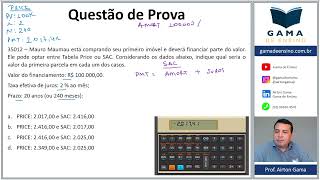 QUESTÃO 35012  TABELA SAC E PRICE CEA AI ANCORD [upl. by Leban]