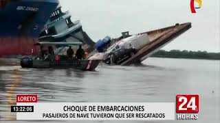 Loreto buque impacta contra embarcación de carga en río Amazonas [upl. by Tiny913]