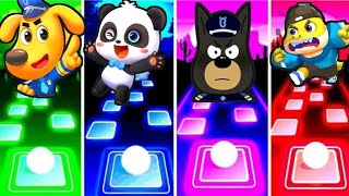 Sheriff Labrador And Babybus Vs Police Officer Vs Bad Guy Broke I Tiles Hop EDM Rush Games [upl. by Akibma188]