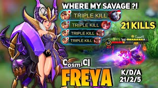 Freya Destroy Meta Heroes 21 Kills Top Global Freya By Cₒₛₘᵢc  Mobile Legend [upl. by Laroy]