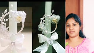 Holy Communion candle decoration ideas how to decorate baptism candle [upl. by Notxarb]