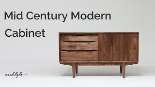 build a mid century modern cabinet with sliding door 북유럽 디자인 서랍장  woodelight [upl. by Birdt]