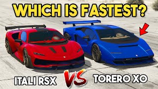 GTA ONLINE  TORERO XO VS ITALI RSX WHICH IS FASTEST [upl. by Aynotal790]