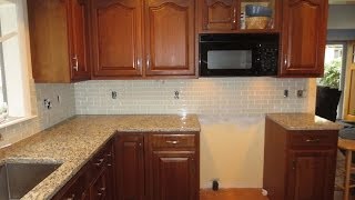 How to install a Glass tile kitchen backsplash Part 2 [upl. by Niemad]