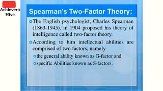 Spearmans Two Factor Theory  G Factor amp S Factor  TwoFactorTheory [upl. by Martel]