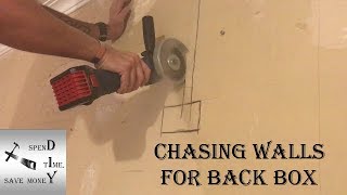 Chasing out a wall for an electrical back box and cable Also how to get the cables behind coving [upl. by Rhett]