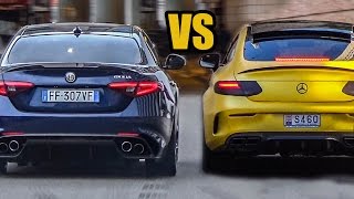 Alfa Romeo Giulia QV VS Mercedes AMG C63 Coupe  SOUND BATTLE [upl. by Yarvis]