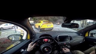 NEW Abarth 595 Competizione VS Lamborghini Urus  BRUTAL ACCELERACTION  Akrapovic POV Driving [upl. by Omoj]