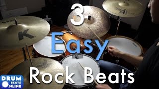 3 Easy Beginner Rock Beats  Beginner Drum Lesson  Drum Beats Online [upl. by Leiuqese]