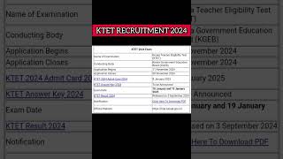 KTET RECRUITMENT 2024 🥳  APPLY NOW shorts ktetexam teacher job recruitment [upl. by Mashe69]