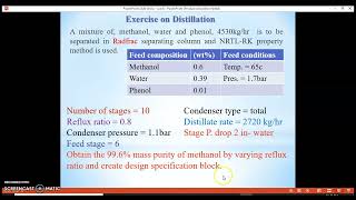 Exercise on Distillation with Aspen plus [upl. by Nygem]