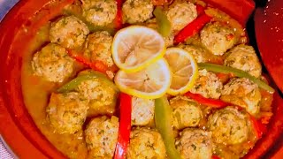 طاجين كفتة سمك السردين الشيف نادية  tajine au boulette de sardinefish balls tagine [upl. by Harwin400]