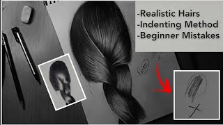 How to draw Realistic Hairs  Indenting technique  Beginner mistakes  In Hindi  Karn Arts [upl. by Dlanod28]