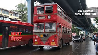 DOUBLE DECKER Bus Ride on EASTERN EXPRESS HIGHWAY C42 Express of BEST [upl. by Ecyla]