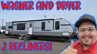 Travel Trailer with washer and dryer  2023 Catalina 303RKDS [upl. by Toblat816]