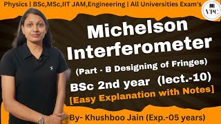 Michelson Interferometer Designing of Fringes lect 10  optics [upl. by Zwick794]