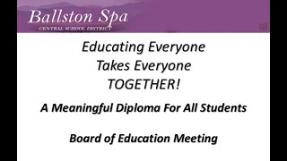 Ballston Spa Board of Education Meeting  January 3 2024 [upl. by Annaerb]