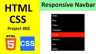 HTML CSS Project 2  Responsive Navigation Bar in HTML amp CSS Navbar [upl. by Aidnyl]