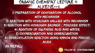 Alkene Part 2  Preparation and important Reactions Hydroboration  Hydroxylation  Bsc [upl. by Notsnorb669]