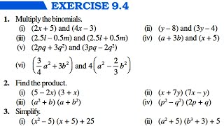 Ch 9 Algebraic Expressions and Identities  Exercise 94  Class 8 Maths  RBSE CBSE NCERT [upl. by Tillinger188]