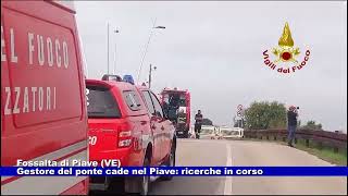 Fossalta di Piave VE Gestore del ponte cade nel Piave ricerche in corso 09102024 [upl. by Sebbie]