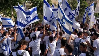 Jerusalem Day Celebration  Walking Flag parade to the Old City Jerusalem [upl. by Googins]