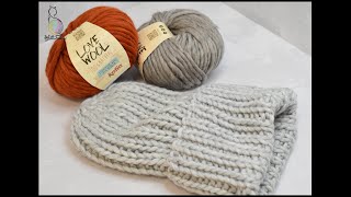 Kaip numegzti kepurę iš labai storų siūlų pamoka Kepurė iš Katia Love Wool siūlų mezgimas knit [upl. by Eddi]