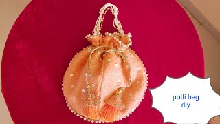 how to make potli bag at home Batua pursediy पोटली बैगpotli purse kaise banaye [upl. by Tjon]