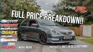 Full Price Breakdown Of My Honda Civic Type R EP3 Build So Far with links [upl. by Sesiom]