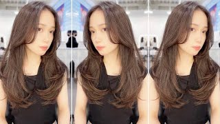 How to cut a Beauty Long Layered Haircut With Curtain Bangs  Layered Cutting Techniques [upl. by Saibot530]