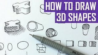 How to Draw 3D Shapes  Exercises for Beginners [upl. by Kendyl950]