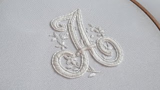 HAND EMBROIDERY monogram quotAquot Easy Satin stitch [upl. by Annek]