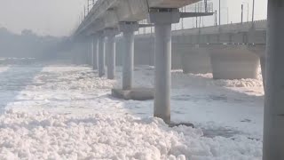 Sacred river in India covered in toxic foam [upl. by Dougherty116]