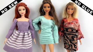 How to Make BARBIE Dress with Socks  DIY Barbie Clothes Hacks [upl. by Burta]