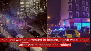 a man and woman arrested in kilburn north west london after victim stxbbed and robbed [upl. by Eidlog]